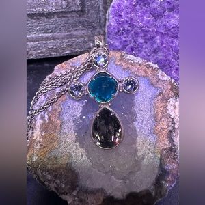 BRIGHTON YOUR TRUE COLOR GRACEFUL Cross Green Purple Swarvoski Tanzanite Crystal